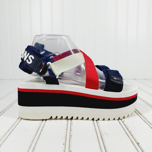 Tommy Hilfiger Red, White, and Blue Platform Sandals - Picture 5 of 12